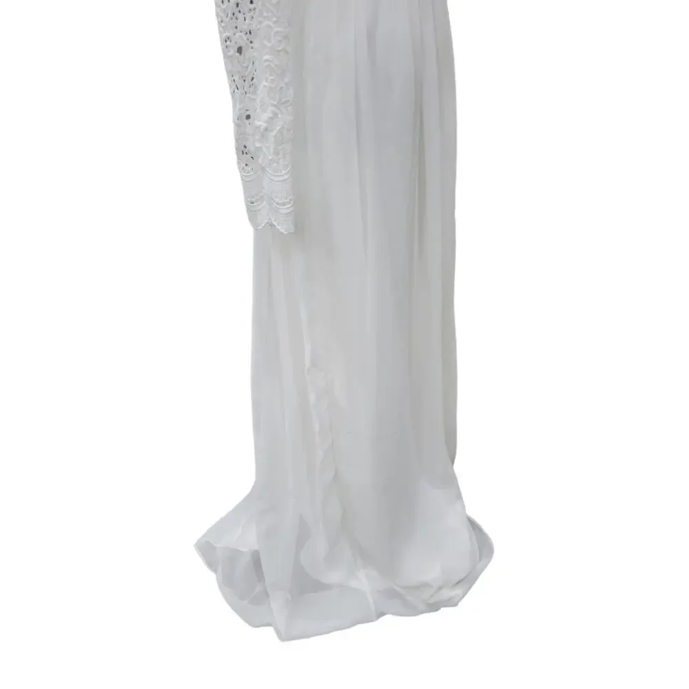 Lulus Awaken‎ My Love Maxi Dress Women’s XS White Lace Long Sleeve Bridal Formal